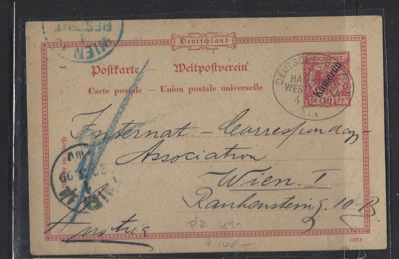 GERMAN CAMEROUN (P1809B)1899 10PF PSC P2 TO AUSTRIA 