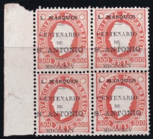 Lourenco Marques 1895 SC 21 / Mun 22 MNH Block of 4 - Margin 