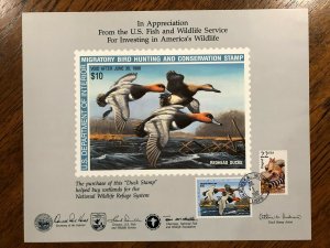 RW 54 1987 $10 Redheads Duck Appreciation Souvenir Card Set: Cancel, Mint, Stamp