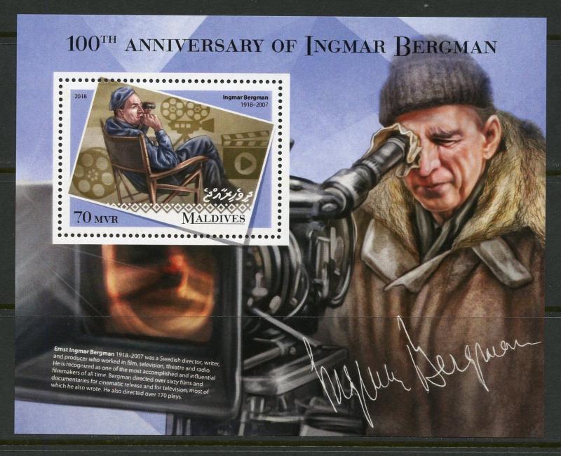 MALDIVES  2018 100th ANNIVERSARY OF INGMAR BERGMAN SOUVENIR SHEET MINT