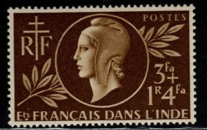 FRENCH INDIA  Scott B14 MH* Semi Postal stamp