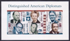 US 4076 MNH OG Distinguished American Diplomats Self-Adhesive Souvenir Sheet