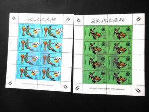 EDW1949SELL : LIBYA 1982 Sc #1016-19 Soccer Cplt set shtlets of 4 & S/S Cat $122