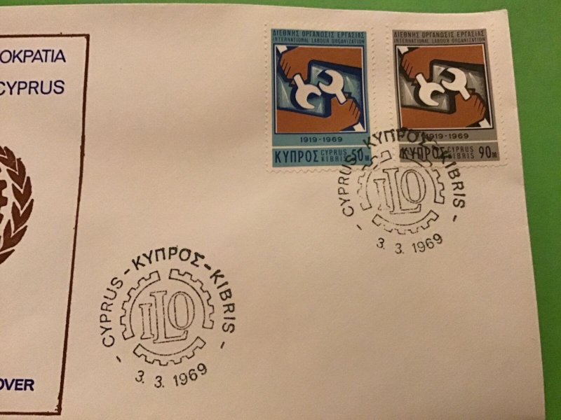 Cyprus First Day Cover International Labour Organisation 1969 Stamp Cover R43236