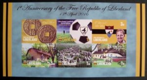 LIBERLAND - 2016 - 1st Anniv of Independence - Imperf Sheet -M N H-Private Issue