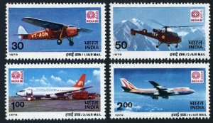 India C9-C12, MNH. Michel 796-799. INDIA-1980, New Delhi. Helicopter, Boeing,