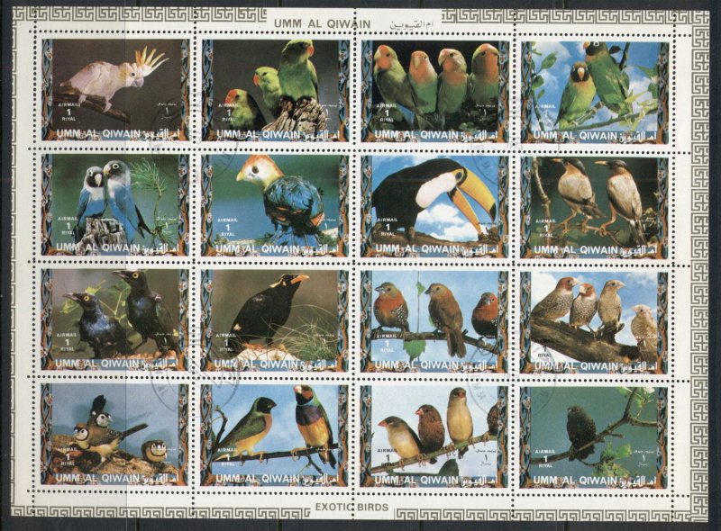 Umm al Qiwain 1972 Birds, Parrots & Finches Pt II sheetlet  CTO