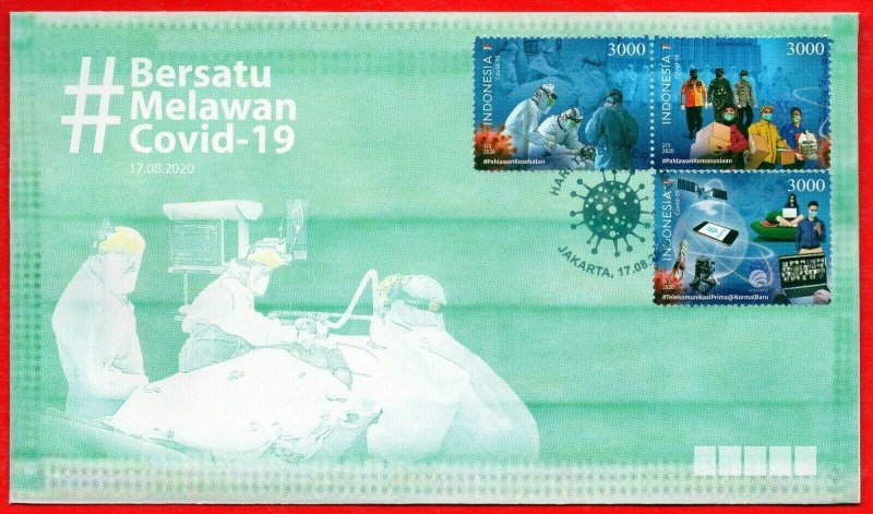 Indonesia Indonesie Stamp pandemic global 2020 health PERF& IMPERF& FDC MNH