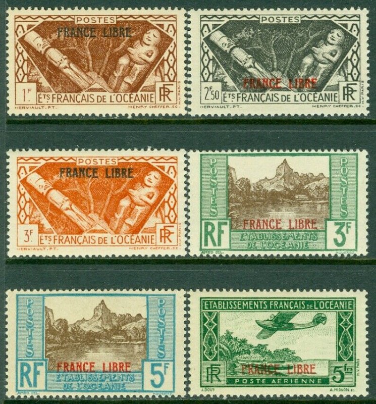 EDW1949SELL : FRENCH POLYNESIA 1941 Scott #126-30, C2 All VF, Mint NH. Cat $42.