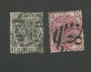 1873 Great Britain United Kingdom Queen Victoria Postage Stamp #61 & 62