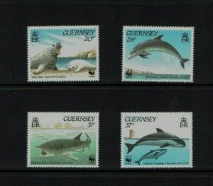 Guernsey: 1990 World Wildlife Fund, Marine Life,  MNH set 