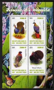 BURUNDI - 2011 - World Fauna, Game Birds - Perf 4v Sheet - MNH-Private Issue