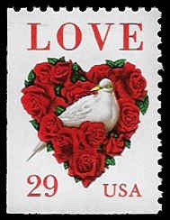 U.S. #2814 MNH; 29c Love stamp - Dove in Rose Heart (1994) (2)