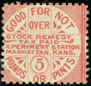 MANHATTAN KS Feed Tax stamp: 5 POUNDS or PINTS . Mint w.full OG and STAR back!
