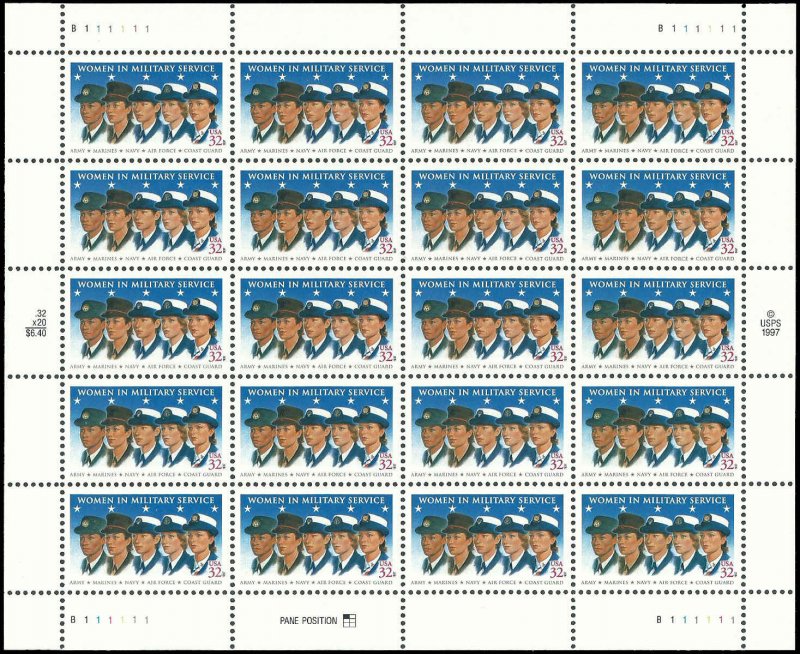 PCBstamps   US #3174 Sheet (20x32c) Women in Military, MNH, (1)