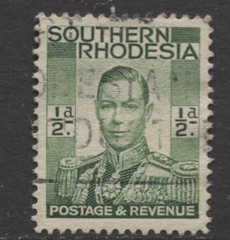 Southern Rhodesia- Scott 42 - KGVI - Definitive -1937 - FU- Single 1/2d Stamp