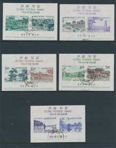 Korea 1964 Scenic Postage Stamps Souvenir Sheet CTO Full Gum not hinged Full Set