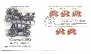 1898A 4c Stagecoach 1890s ArtCraft, Plate #3, FDC