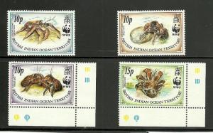 British Indian Ocean Territory: WWF: Coconut Crab: 1993: Set of 4: MNH