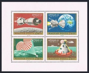 Hungary C308-C309 sheets,MNH.1970.Phases of Apollo 13 Moon Flight.Flight Soyuz 9