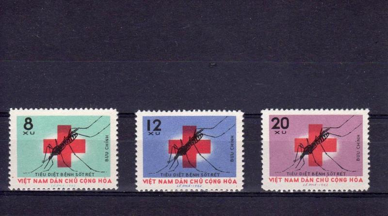 Viet Nam 1962 Sc# 214/6  Red Cross Mosquito Set (3) MNH VF