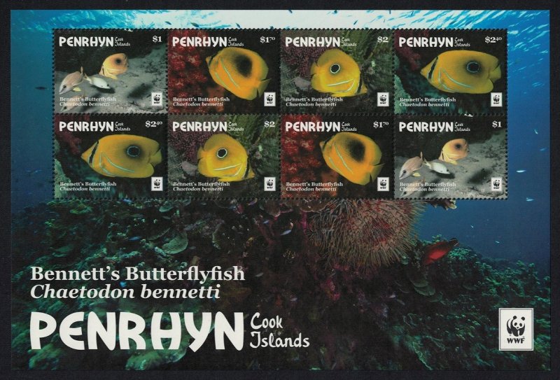 Penrhyn WWF Bennett's Butterflyfish MS 2017 MNH SG#MS689 MI#829-832KB