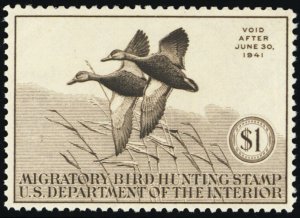 RW7, Mint VF NH (light bends) $1 Duck Stamp - Stuart Katz