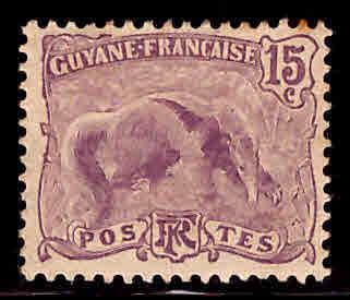 French Guiana Scott 59 anteater MH* stamp expect similar centering