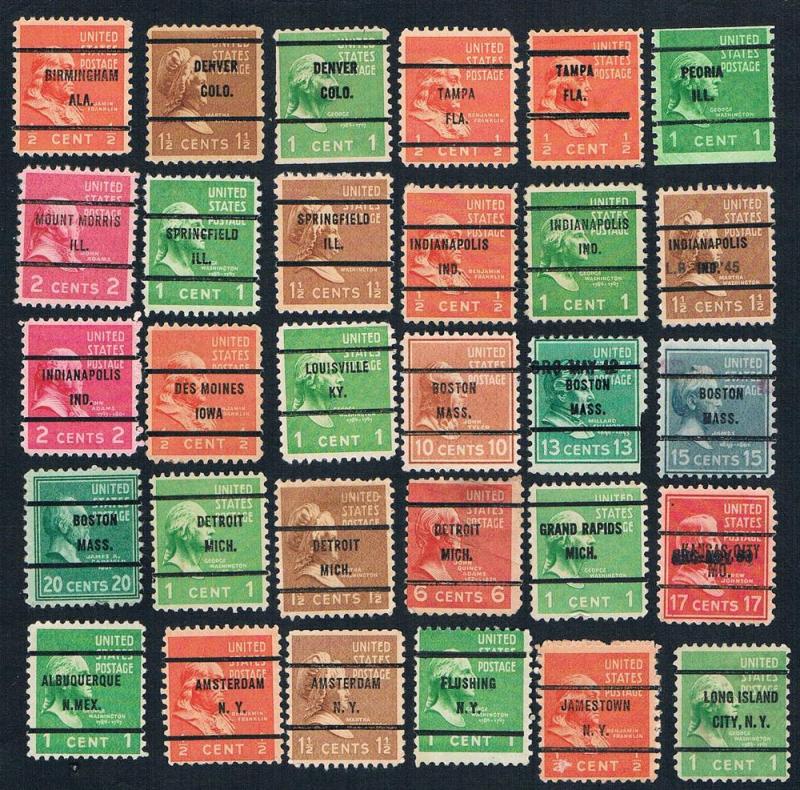 USA-30 Different Presidential Bureau  Precancels-used