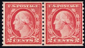 492, Mint F-VF NH 2¢ Coil Pair SCV $45.00