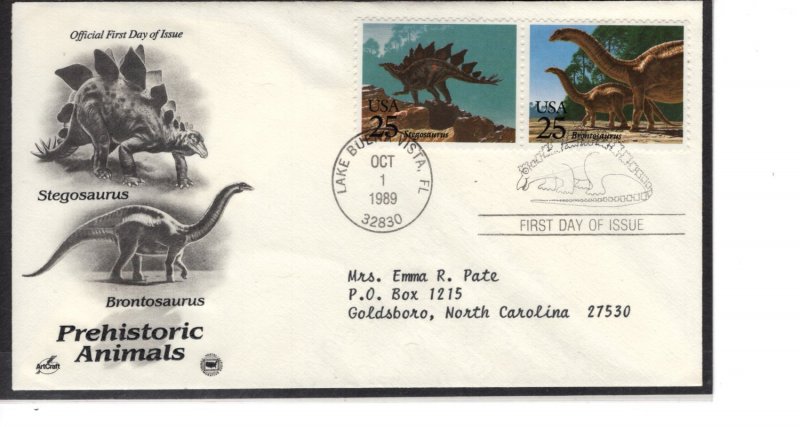 US  FDC 2422-2425   Dinosaurs, Prehistoric Animal cachets, set of 2  ....7500924