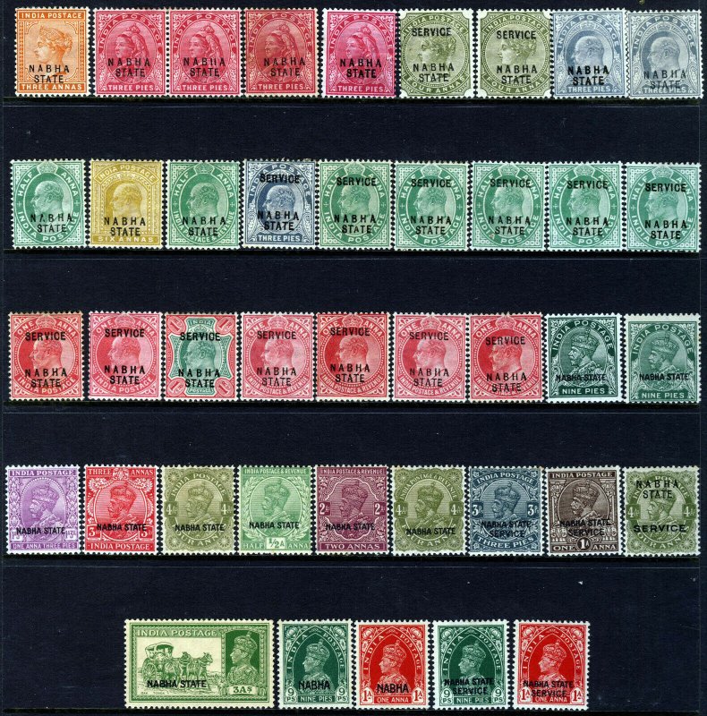 NABHA STATE INDIA Overprinted INDIA Collection SG 21a to SG O59 MINT