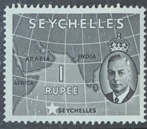 SEYCHELLES 1952 GVI $1 SG168  LIGHTLY MOUNTED MINT