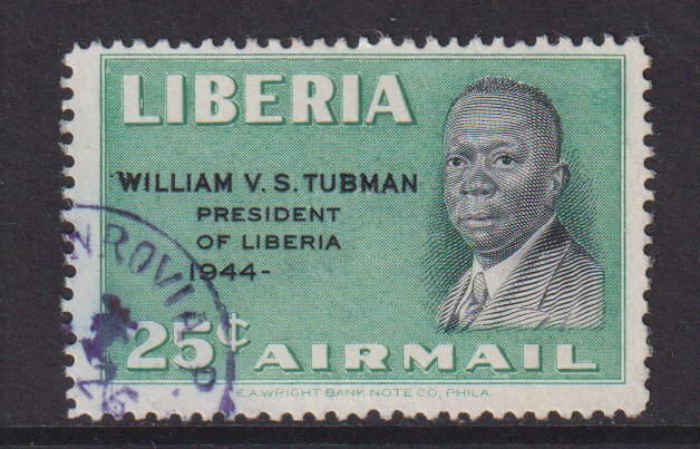 Liberia  #C118  used  1958 Tubman 25c
