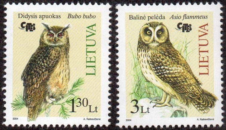 Lithuania 776-77 - Mint-NH - Owls (2004) (cv $3.25)