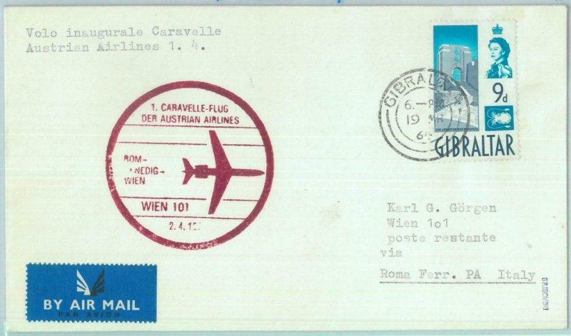 83261 -  GIBRALTAR - Postal History - FIRST FLIGHT: Rome VENICE Wien -  # 538 AH