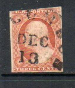 #10A 3c  1851 Orange Brown  Washington  - Plated   29R2e   cv$160.00