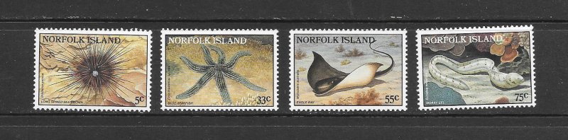 FISH - NORFOLK ISLAND #377-80 MARINE LIFE MNH