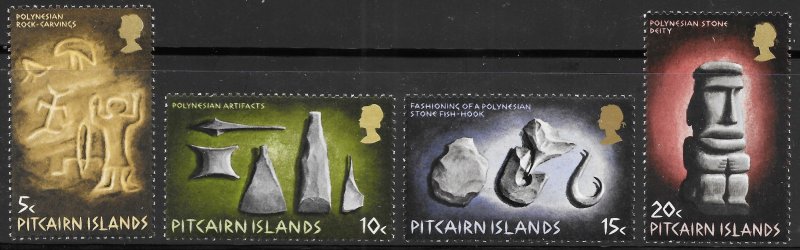 Pitcairn Islands Scott 119-122 MNH Polynesian Art Set of 1971, Rock Carvings