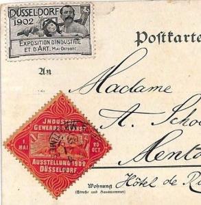 Germany EXHIBITION LABELS 1902 Dusseldorf Postcard ART INDUSTRY Lenton GI351