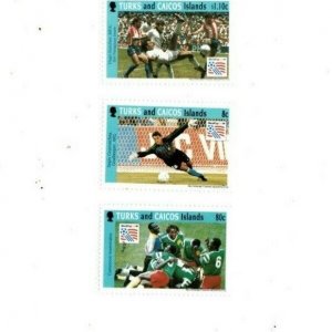 Turks and Caicos - 1994 - World Cup Football - Set of 3 Stamps - MNH
