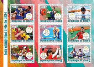 Stamps.Olympic Games in Paris 2024. 2022 year 1 sheet perforated NEW Badminton,