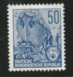 German DDR  Scott 337 MH* perf 14 1957-8 ship stamp