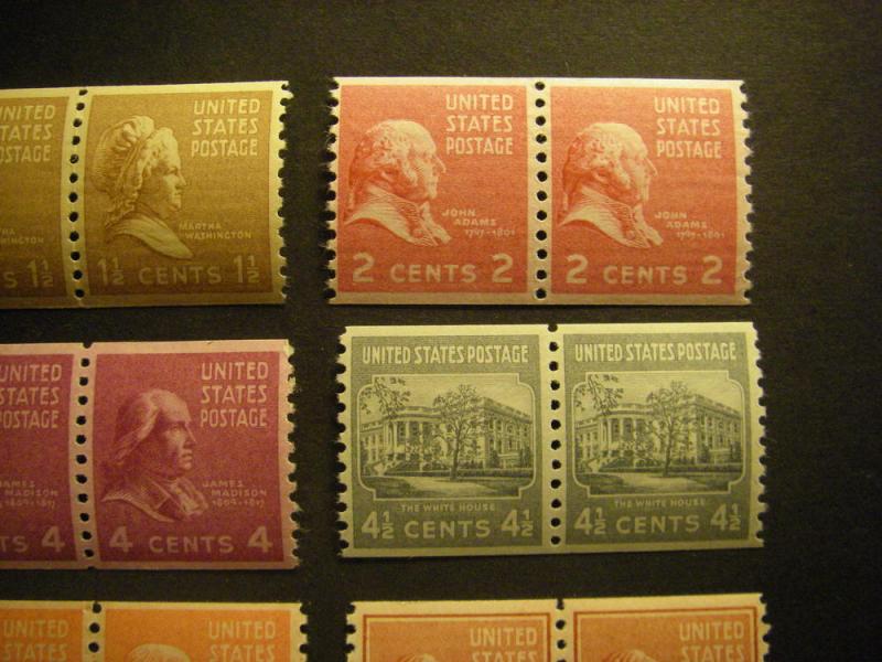 PREXIE COIL PAIRS COMPLETE, Scott 839 - 851, MNH Beauties, CV $72