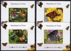 Chad 2008 Butterflies and Bees Rotary/Lions/Mushrooms/Scout 4 S/S IMPERF.MNH