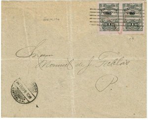 Salvador 1916 San Salvador cancel on local cover, 1c 1915 imperf, double ovpt.