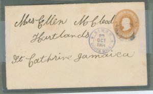 Costa Rica  1904 10c brown envelope; Limon to Jamaica, Kingston transit, heartsland arrival