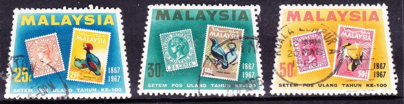 MALAYSIA 1967 Set of 3 Stamp Centenary Issue SG48-50 Fine Used