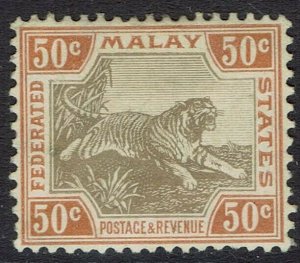 FEDERATED MALAY STATES 1900 TIGER 50C WMK CROWN CA