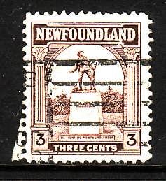 Newfoundland-Sc#133-used 3c brown War Memorial -1923-id#321-